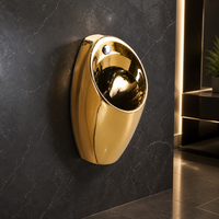 Urinal Keramik Mewah Berlapis Emas lehill, Urinal Gantung Dinding untuk Hotel Komersial, Toilet Pria, Perlengkapan Sanitasi, Grosir OEM