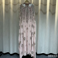 Robe de soirée de luxe en perles de cristal pour femme musulmane, Abaya, vêtements islamiques, élégante, manches chauve-souris, robe longue ample en mousseline