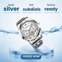 Montre à quartz pour homme, boîtier en alliage, cadran de 40 mm, bracelet en acier inoxydable de 10 mm, résistance à l'eau de 30 m, affichage lumineux des aiguilles, style business décontracté