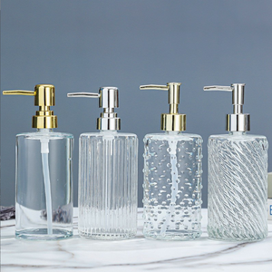Distributeur de savon en verre mat cylindrique personnalisé 420 ml avec pompe pour salle de bain - Product Image 1