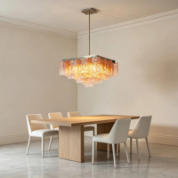 JYLIGHTING Lustre suspendu carré en acier inoxydable et verre, sur mesure pour hôtel et maison entière