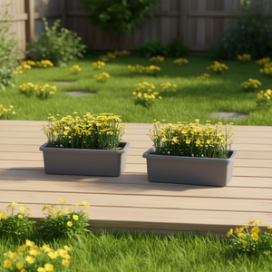 Ensemble de 12 boîtes à fleurs en polypropylène gris, 14,2 pouces x 5,3 pouces x 3,7 pouces, pour la plantation en jardin - Product Image 2