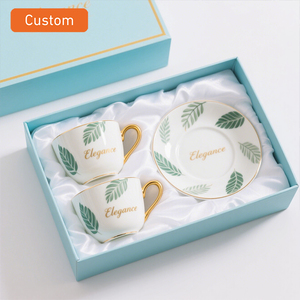 Bộ tách trà cà phê sứ cao cấp mạ vàng, kèm đĩa, hộp quà tặng - Product Image 1