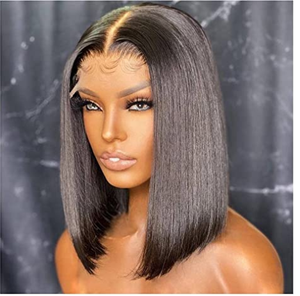 Tóc giả <span class=keywords><strong>bob</strong></span> tóc người Trung Quốc bán buôn, màu tự nhiên, sóng thẳng, tóc người nguyên chất, tóc giả ngắn phía trước dành cho nữ, HD trong suốt - Product Image 3