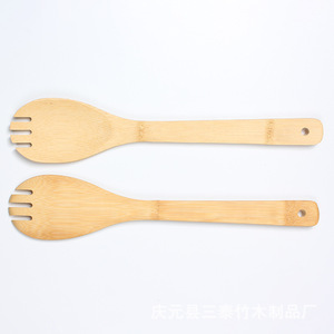 Louche à soupe en bambou de trois pieds, 2 pièces, spatule de cuisine résistante à la chaleur pour ustensiles de cuisine - Product Image 1