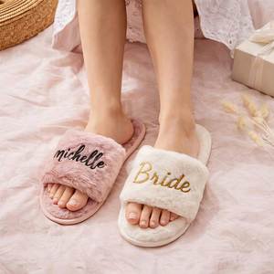 Personalized <b>Bridal</b> <b>Slipper</b>, Wedding Bridesmaid Gifts, Custom Fluffy <b>Slippers</b> with Name, <b>Bridal</b> Shower Bachelorette Party Gift - Product Image 5