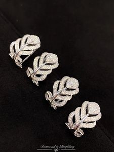 Bijoux de luxe et de mode Xinfly, or véritable 18 carats et diamant naturel 0,4 ct, boucles d'oreilles en forme de plume - Product Image 2