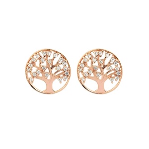 <span class=keywords><strong>Orecchini</strong></span> a Perno a Forma di <span class=keywords><strong>Albero</strong></span> <span class=keywords><strong>della</strong></span> <span class=keywords><strong>Vita</strong></span> in Argento Sterling 925 Placcato Oro Rosa, Gioielli di Design per Signora, Vendita all'Ingrosso - Product Image 1