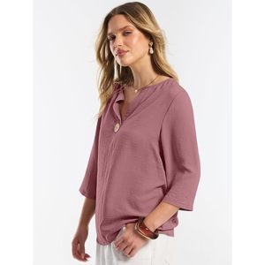 Women's 3 4 Sleeve V Neck Button Down <b>Blouse</b> Casual Work Top Poplin Shirt Fashion Clothes - Product Image 5