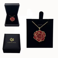 Großhandel Valentinstag Geschenke Metallhandwerk Vergoldete Natürliche Rote Echte Rosen-Ohrringe für Hochzeitsgeschenke Geschenkbox