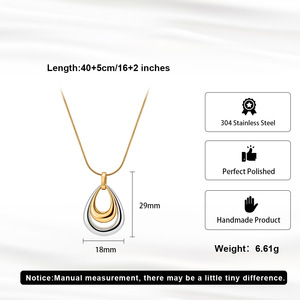 Ensemble collier et boucles d'oreilles en acier inoxydable plaqué or en forme de goutte d'eau pour femmes, bijoux tendance pour les fêtes - Product Image 6