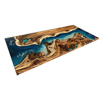 Vente en gros Table à manger Rivière noire Meubles en résine époxy Rivière transparente pour décoration de maison de ferme Utilisation à manger