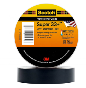 Nastro isolante elettrico singolo in PVC vinilico acrilico nero Super 33+ da 19 mm x 20 m per riparazioni mediche e giunzioni di cavi - Product Image 2