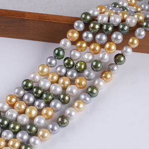 Perlas Sueltas de Agua Dulce Naturales de 9-11 mm al por Mayor, Cuentas Edison de Color Brillante, Accesorios para Collares DIY, Chapadas - Product Image 2
