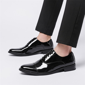 Chaussures Oxford en cuir pour hommes, style italien haut de gamme, faites à la main, à lacets, bout pointu, respirantes, pour mariage, vente en gros - Product Image 2