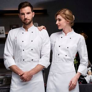Chefs Jacket Ready to Ship Restaurant Recycle Workwear White and Black Chef Coat Uniform Kitchen French Style Chef Uniform - Product Image 1
