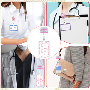 Badge Scroll Holder ID Name Retractable <b>Clip</b> Shiny Nurse RN Easy-Pull <b>Buckle</b> Bow Card Holder Gift for Gifts - Product Image 3
