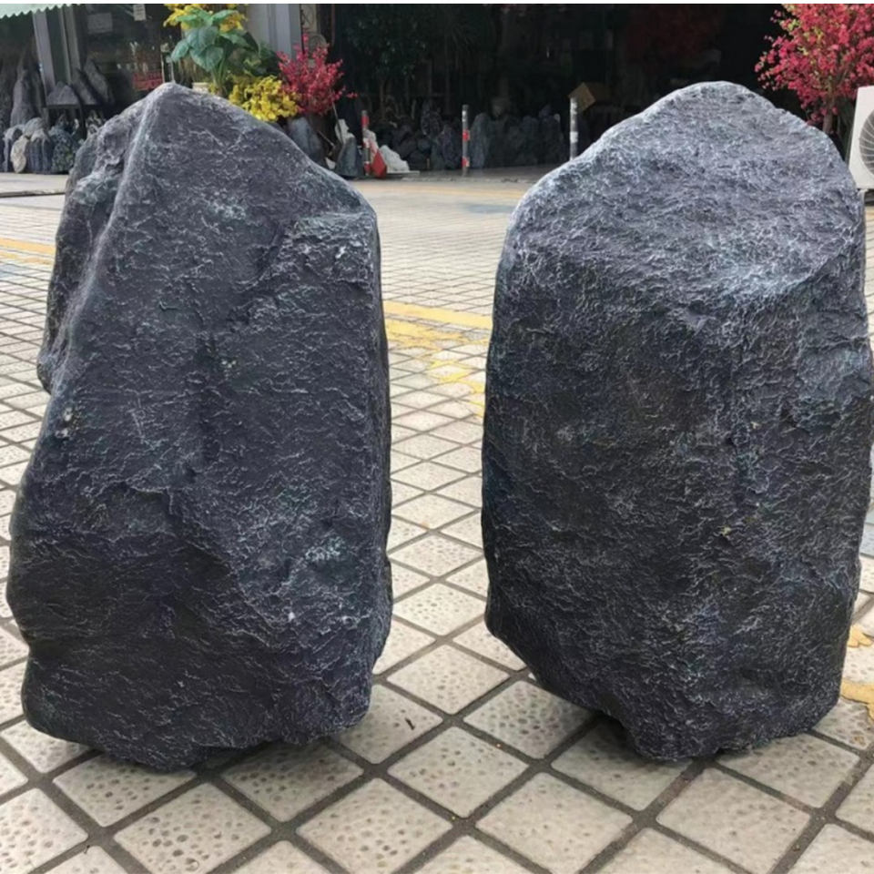 Waterproof Rocks Natural Grey Wave Stone Landscape Fiberglass Rocks Garden Design