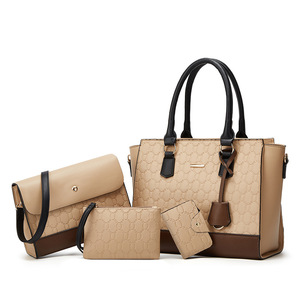 Nouvel ensemble de sacs fourre-tout tendance en cuir PU léger avec fermeture éclair pour femme, ensemble décontracté quatre pièces grande capacité - Product Image 5