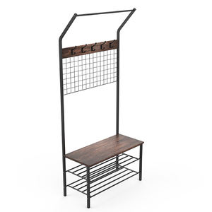 أثاث الممرات العصري من الفولاذ والبلاستيك، حامل أحذية ومعاطف بطبقة واحدة مع 5 خطافات للاستخدام في غرف النوم والفنادق - Product Image 5