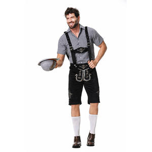 <span class=keywords><strong>Costume</strong></span> d'Oktoberfest classique pour <span class=keywords><strong>homme</strong></span>, chemise à carreaux et salopette, ensemble avec chapeau de <span class=keywords><strong>cowboy</strong></span>, <span class=keywords><strong>costume</strong></span> de fête d'Halloween, uniforme de serveur ou de serveuse - Product Image 4