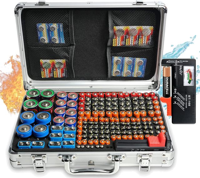 Portable Battery Storage Case, Batteries Container Holder Box for 200