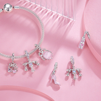 Mode pendentif à breloque chaud romantique rose arc S925 argent pendentif bijoux accessoires doux bricolage perles