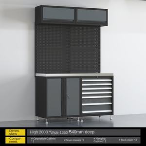 Lemari Perkakas Kombinasi Baja untuk Perbaikan Mobil, Kotak Perkakas Bergerak Multi-Lapisan, Meja Kerja untuk Pekerjaan Perawatan Berat - Product Image 6