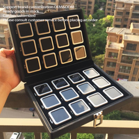 Vente en gros petit présentoir à bagues en fer étui à bijoux transparent en cuir PU boîte de rangement en diamant nu surface de gemme pour petit présentoir