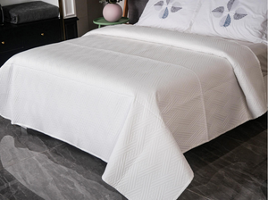 批发涤纶实心压花床罩不同蓝色拼布床罩被子套装 - Product Image 5