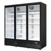 Vitrine verticale Présentoir de porte en verre Congélateur vertical Crème Viande Fruits de mer Vitrine boeuf