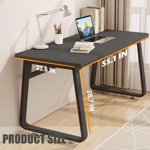 Bureau moderne en <span class=keywords><strong>bois</strong></span> 140 cm x 60 cm avec rangement, design écologique pour bureau à domicile, salon <span class=keywords><strong>et</strong></span> chambre à coucher, <span class=keywords><strong>noir</strong></span> - Product Image 1