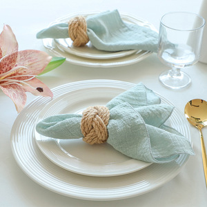 Imitatie linnen bamboe servet van crêpe stof met gehemde rand, vierkant, Amerikaanse stijl, tafeldecoratie voor feestjes, aanpasbaar - Product Image 3