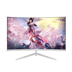 จอมอนิเตอร์หน้าจอโค้ง27นิ้ว165Hz 4K 3440 1440 16:9เล่นเกมได้กว้างมากพร้อมการหายใจ