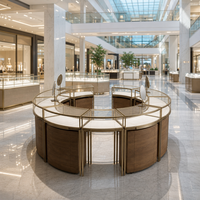 Vitrine à bijoux en verre durable, écologique et personnalisée de luxe avec éclairage LED pour magasin de détail et centre commercial haut de gamme