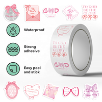 Étiquettes autocollantes transparentes roses en forme de nœud, rouleau de 500 pièces, pour récompenses mignonnes, cartes pour enfants, emballage cadeau, remerciements