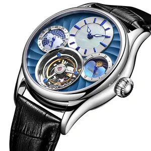 伊索热卖时尚高品质陀飞轮手表可定制标志运动自动机械表