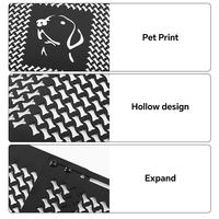 HOMFUL Grille de porte extensible noire pour animaux de compagnie en camping-car, panneau de barrière métallique à motif chien, design ajouré