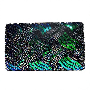 2026 New Arrival Retro <b>Sequin</b> Beaded Clutch Bag Formal Occasion Dinner Party <b>Handbag</b> Chains Wholesale Elegant Evening Polyester - Product Image 2