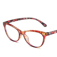 Nouvelles lunettes œil-de-chat vibrantes, décoratives d'été, anti-lumière bleue, monture optique tendance à motif floral