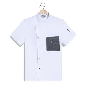 ชุดเชฟในร้านอาหารแขนสั้นแบบบางสำหรับฤดูร้อนสีพื้นระบายเหงื่อและระบายอากาศได้ดี - Product Image 5