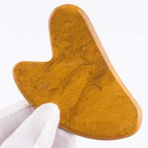 Neues Design Ei Gelber Stein Gua Sha Herzförmiges Gesichts kratz werkzeug zum Massieren von Falten lindern Dünnes Gesichts <span class=keywords><strong>massage</strong></span> werkzeug - Product Image 5