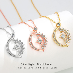 Collana con Ciondolo a Stella a 8 Punte Placcata in Oro Rame, Gioielli Celesti con Zirconi per Donna - Product Image 1