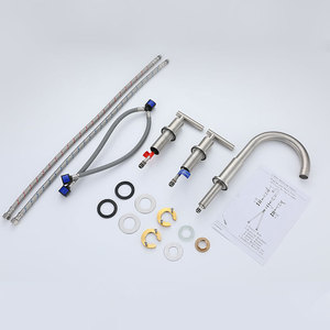 Stainless Steel Basin Faucet Dual Handle <b>Deck</b> Mounted Hot Cold Water Tap YQ10051P - Product Image 2