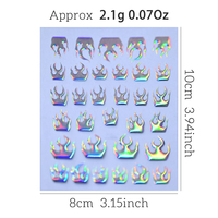 Autocollants pour ongles en forme de feu laser arc-en-ciel, décalcomanies holographiques métalliques flamme auto-adhésives, sliders pour ongles gothiques punk pour le quotidien et les fêtes