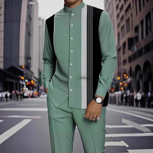 Setelan Kaos dan Celana Kasual Pria Gaya Jalanan Musim Gugur Lengan Panjang Cetak Digital Olahraga Luar Ruangan Vintage 2 Potong untuk Liburan - Product Image 4