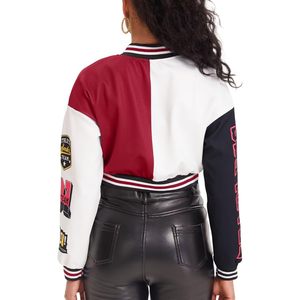 Chaqueta Corta de Cuero Vacuno para Mujer, Estilo Varsity, Marca Babyhealthy, Moda Urbana Y2K - Product Image 3