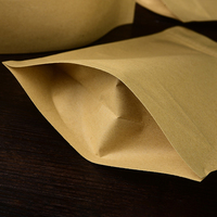 Sac de rangement refermable écologique en papier kraft brun avec fermeture à glissière pour noix, café, snacks, emballage alimentaire