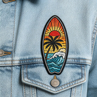 Offre Spéciale : Patchs brodés pour planches de surf, vente en gros, motifs de paysages de surf, appliques en tissu, patchs thermocollants personnalisés pour planches de surf