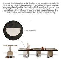 Table basse flottante minimaliste de style français, structure en acier inoxydable, verre trempé, mobilier de salon, design simple